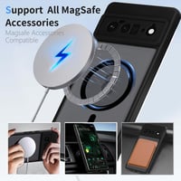 Husă magnetică AOMYKE pentru Google Pixel 6 Pro compatibilă cu MagSafe, spate din policarbonat mat translucid și ramă din TPU, anti-amprente, rezistentă la șocuri, negru 4