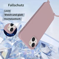 Silikónový kryt na iPhone 13 / iPhone 14 AOMYKE s popruhom na krk a retiazkou, ružový 4