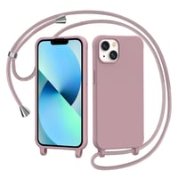 Silikónový kryt na iPhone 13 / iPhone 14 AOMYKE s popruhom na krk a retiazkou, ružový 1