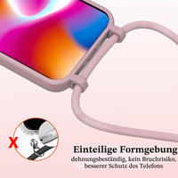 Silikónový kryt na iPhone 13 / iPhone 14 AOMYKE s popruhom na krk a retiazkou, ružový 2