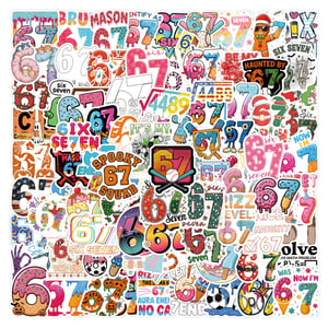 AOMZKOL Set de 110 Stickere - Autocolante cu Meme-uri Six Seven, Stickere Vinil Impermeabile pentru Telefon, Laptop, Sticlă de Apă, Cadou Trendy pentru Adolescenți