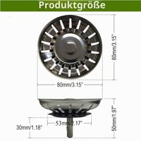 AONAT Sitko do kuchynského drezu 2 ks – Nerezové sitko do odtoku 79–80 mm, náhradný diel, zátka do drezu, zachytávač nečistôt a vlasov 3