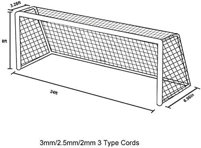 Aoneky Futballhálók PE 2-7,3m Edzéshez Több Méretben - 3x2M 2.5mm, White