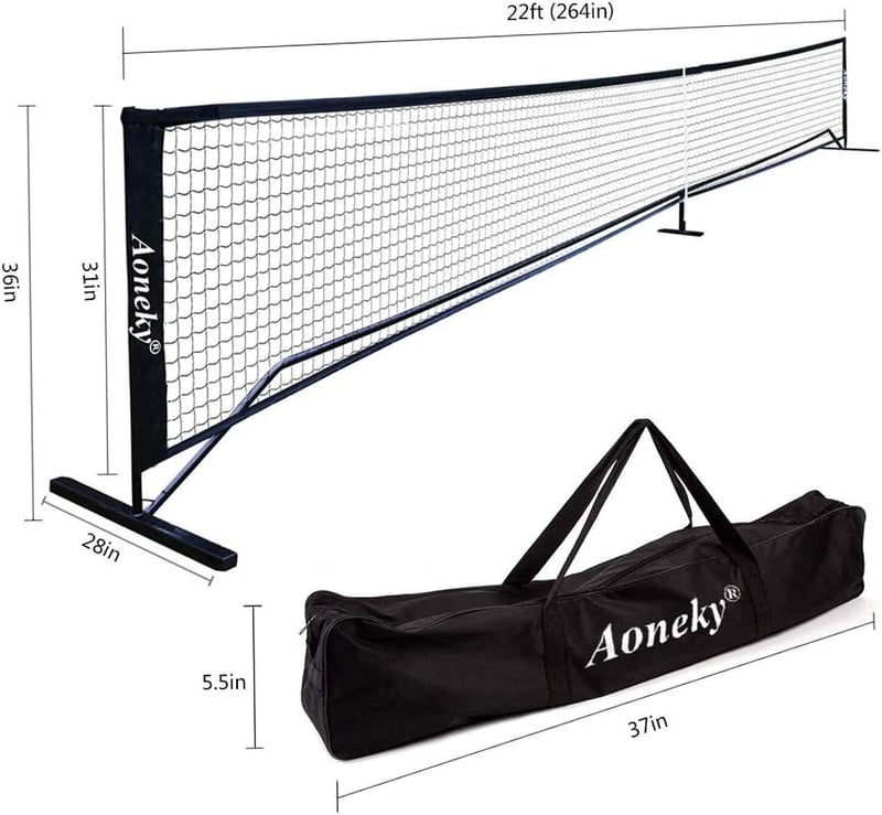 Aoneky Pickleball Tenisz Edzőhálózat 6,7x0,9m Hordozható Ütőtartóval
