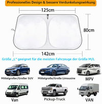 Skladacia slnečná clona na čelné sklo auta Aonveki, UV filter, 142 x 80 cm, pre väčšinu áut a SUV 5