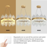 AOOCHOK modern arany kristály csillár kerek függőlámpa átmérő 40 cm folyosóra erkélyre teraszra étterembe 4