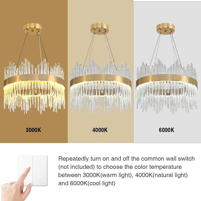 AOOCHOK modern arany kristály csillár kerek függőlámpa átmérő 40 cm folyosóra erkélyre teraszra étterembe
