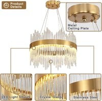 AOOCHOK modern arany kristály csillár kerek függőlámpa átmérő 40 cm folyosóra erkélyre teraszra étterembe 5