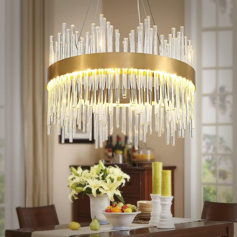 AOOCHOK modern arany kristály csillár kerek függőlámpa átmérő 40 cm folyosóra erkélyre teraszra étterembe