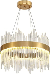 AOOCHOK modern arany kristály csillár kerek függőlámpa átmérő 40 cm folyosóra erkélyre teraszra étterembe 8