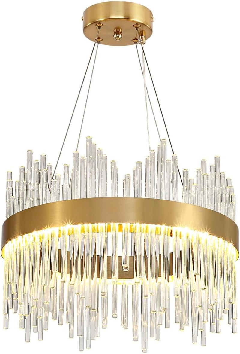 AOOCHOK modern arany kristály csillár kerek függőlámpa átmérő 40 cm folyosóra erkélyre teraszra étterembe