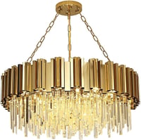 AOOCHOK Modern Kristály Csillár - Arany Kerek Függőlámpa 75cm, 12 E14 Izzós, Szabályozható Fényerő, Nappali, Étkező, Hálószoba 8