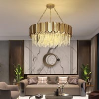 AOOCHOK Modern Kristály Csillár - Arany Kerek Függőlámpa 75cm, 12 E14 Izzós, Szabályozható Fényerő, Nappali, Étkező, Hálószoba 3