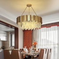 AOOCHOK Modern Kristály Csillár - Arany Kerek Függőlámpa 75cm, 12 E14 Izzós, Szabályozható Fényerő, Nappali, Étkező, Hálószoba 2