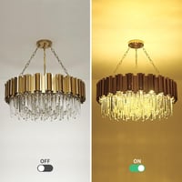 AOOCHOK Modern Kristály Csillár - Arany Kerek Függőlámpa 75cm, 12 E14 Izzós, Szabályozható Fényerő, Nappali, Étkező, Hálószoba 5