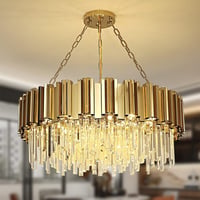 AOOCHOK Modern Kristály Csillár - Arany Kerek Függőlámpa 75cm, 12 E14 Izzós, Szabályozható Fényerő, Nappali, Étkező, Hálószoba 1