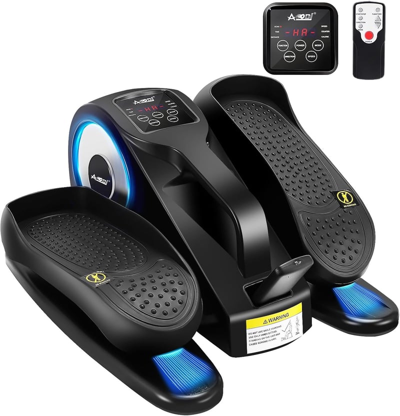 AOODIL Elektromos Mini Elliptikus Tréner - Asztal Alatti Lábgép Távirányítóval, Állítható Sebességgel, LCD Kijelzővel Időseknek és Felnőttek