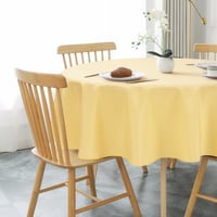 AooHome okrugli stolnjak promjera 120 cm, žuti stolnjak od poliestera s efektom lana, periv i vodoodbojan s lotos efektom, izdržljiv i otporan na ogrebotine 6