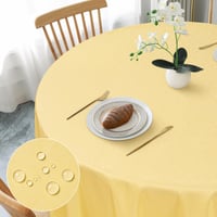 AooHome okrugli stolnjak promjera 120 cm, žuti stolnjak od poliestera s efektom lana, periv i vodoodbojan s lotos efektom, izdržljiv i otporan na ogrebotine 1