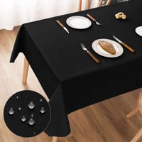 AooHome Perivi stolnjak, crni, 135x180 cm, poliester s efektom lana, vodoodbojan, s lotus efektom, otporan na ogrebotine, za dnevni boravak, blagovaonicu, balkon, vrt 1