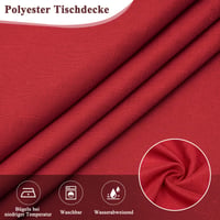 Umývateľný obrus AooHome, červený, 120x120 cm, vzhľad ľanu, vodoodpudivý polyester s lotosovým efektom, odolný proti poškriabaniu, do obývačky a jedálne 3