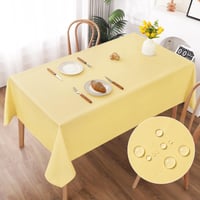 Umývateľný obrus AooHome, žltý, 140x200 cm, polyester s efektom ľanu, vodoodpudivý s lotosovým efektom, odolný proti poškriabaniu, do obývačky, jedálne 1