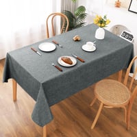 Obrus AooHome, umývateľný, sivý, 135x180 cm, vzhľad ľanu, vodoodpudivý s lotosovým efektom, polyester, odolný proti poškriabaniu, do obývačky, jedálne. 6