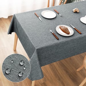 Obrus AooHome odpudzujúci vodu, so vzhľadom ľanu, 100x140 cm – sivý