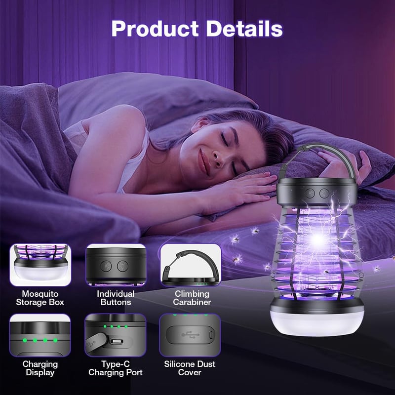 AOOWU Elektromos Rovarcsapda UV LED Szúnyog- és Legycsapda 2000V