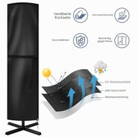 Ochranný kryt na slnečník AOOWU 5 m, nepremokavá plachta na záhradný dáždnik Ø500 cm, UV odolný a vetruvzdorný kryt so zipsom, 260x65/65 cm 4