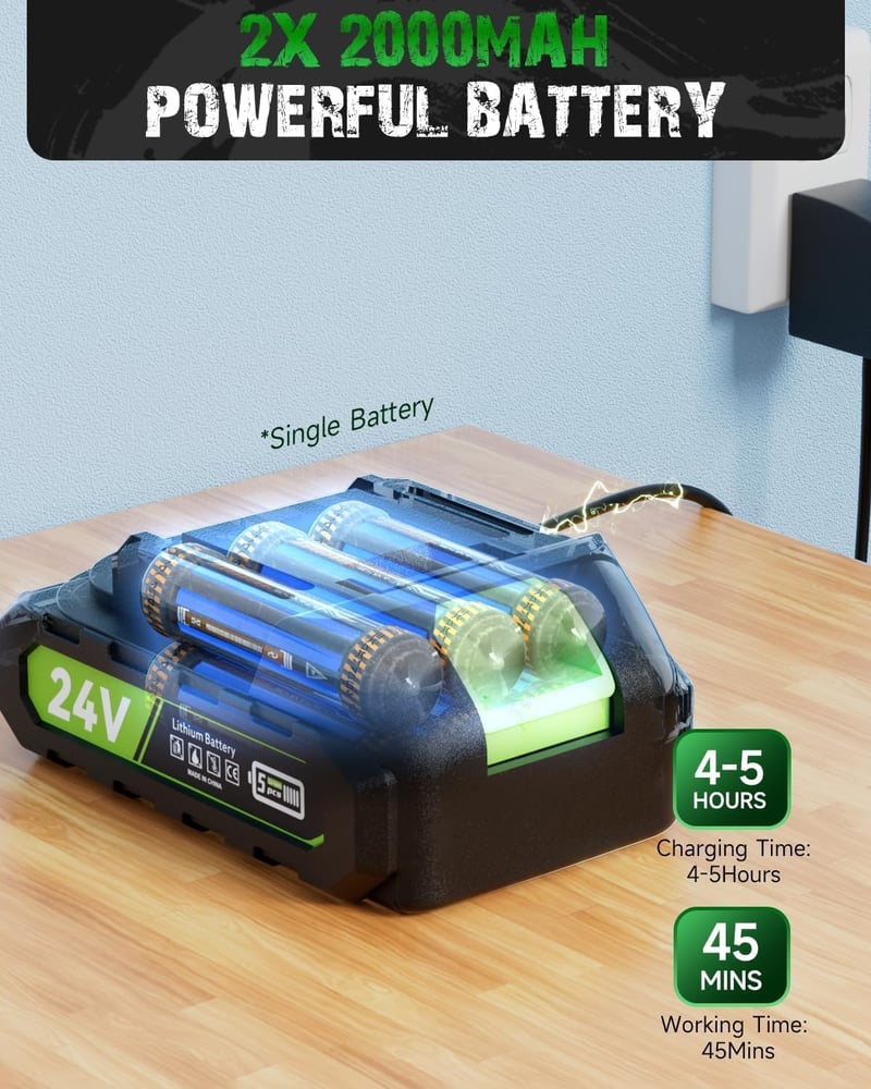 Aoresac Akkumulátoros Magasnyomású Mosó 800 PSI 2x24V Lithium Akkuval Autó Terasz Kert Szőnyeg Tisztításhoz