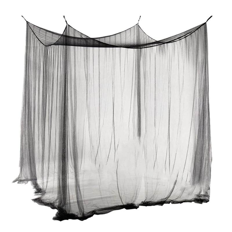 Aoreun Moskytiera na manželskú posteľ čierna 210x240x190 cm obdĺžniková sieť so 4 vchodmi na doma aj na kempovanie, sieť proti hmyzu na cestovanie