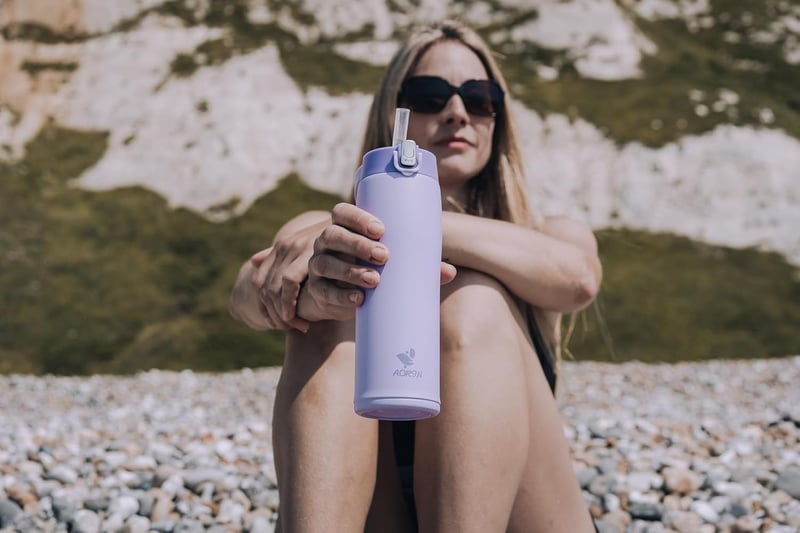 AORIN 500ml rozsdamentes acél termosz, vákuum szigetelt, szorítható, sport és utazáshoz - 500 ml, Beige