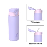AORIN termo boca od nehrđajućeg čelika 500 ml, s dvostrukom stijenkom, nepropusna, bez BPA, s 2 poklopca, za sport, školu, aktivnosti na otvorenom 3