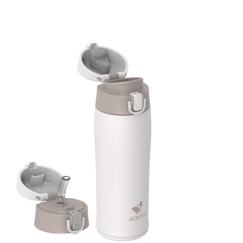 Nerezová vákuovo izolovaná termoska AORIN, bez BPA, 500 ml – béžová