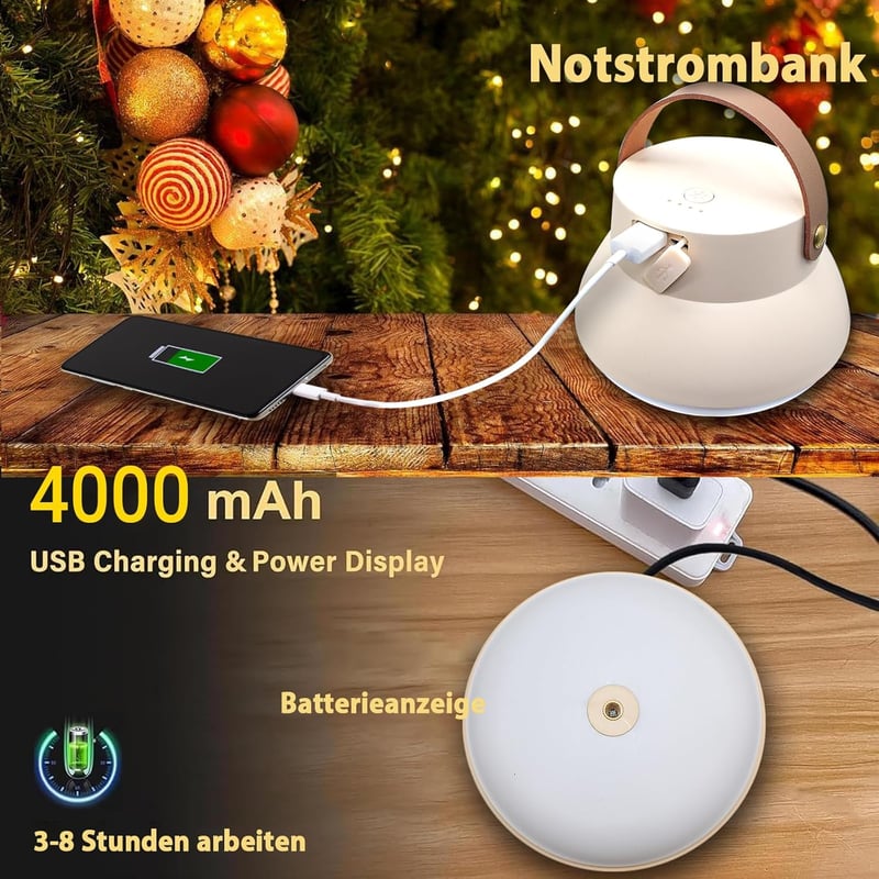 Aosethefrt LED Kemping Lámpa 1000 Lumen 3 Szín USB Töltés Vízálló