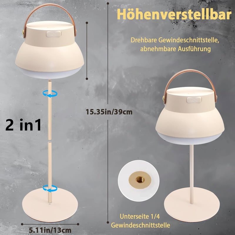 Aosethefrt LED Kemping Lámpa 1000 Lumen 3 Szín USB Töltés Vízálló