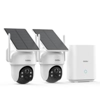 Set 2 camere de securitate de exterior aosu 2K, solară, fără fir, rotație 360°, urmărire automată, 3MP, vedere nocturnă, Wi-Fi 2,4/5GHz, aosuBase 1