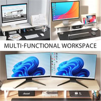 Aothia Dupla Fa Monitorállvány 108 cm, Állítható Magasságú Laptoptartóval, Asztali Rendszerező PC/Laptop/TV/Nyomtató, Fehér-Tölgy 9