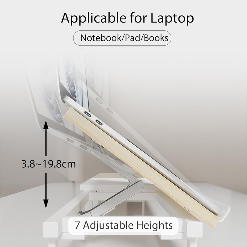 Aothia Dupla Fa Monitorállvány 108 cm, Állítható Magasságú Laptoptartóval, Asztali Rendszerező PC/Laptop/TV/Nyomtató, Fehér-Tölgy
