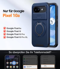AOUIA Google Pixel 10A tok 360°-os gyűrűs állvánnyal, 2 db edzett üveggel - kék 7