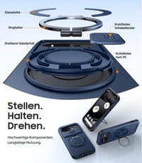 AOUIA Google Pixel 10A tok 360°-os gyűrűs állvánnyal, 2 db edzett üveggel - kék 6