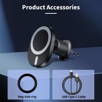 Magnetický držiak do auta s bezdrôtovým nabíjaním AOUXSEEM 15W na vetraciu mriežku pre iPhone 17 16 15 14 13 12 Pro Plus Max a Samsung Galaxy S25 8