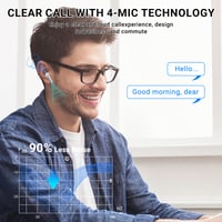 Bezdrôtové slúchadlá AOVOCE Bluetooth 5.3 biele, 4 mikrofóny s potlačením hluku ENC, HiFi stereo, LED displej, 42-hodinová výdrž batérie, dotykové ovládanie, IP6 6