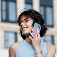 AOWVUTS Szív Alakú Telefontartó Kiterjeszthető Fogantyú Okostelefonhoz és Tablethez - pink 3