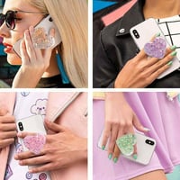 AOWVUTS Szív Alakú Telefontartó Kiterjeszthető Fogantyú Okostelefonhoz és Tablethez - pink 4