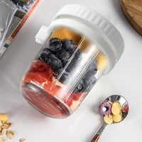 Aoyfuwell 300ml Üveg Reggelizőpohár Fedővel és Kanállal - Müzli, Joghurt, Saláta Tárolásához 6
