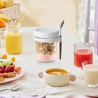 Aoyfuwell 300ml Üveg Reggelizőpohár Fedővel és Kanállal - Müzli, Joghurt, Saláta Tárolásához 4