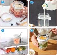 Aoyfuwell 300ml Üveg Reggelizőpohár Fedővel és Kanállal - Müzli, Joghurt, Saláta Tárolásához 3