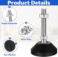Aoyfuwell 4 db M10x50 mm állítható bútor láb csavarmenetes anya nélkül 3